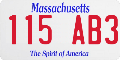 MA license plate 115AB3