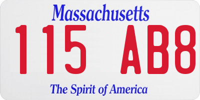 MA license plate 115AB8