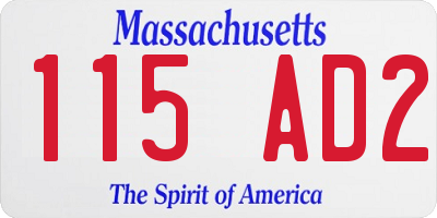 MA license plate 115AD2