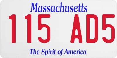 MA license plate 115AD5