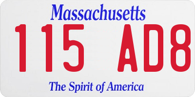 MA license plate 115AD8