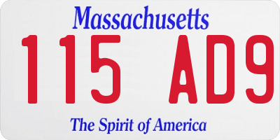MA license plate 115AD9