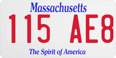 MA license plate 115AE8