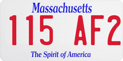 MA license plate 115AF2