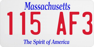 MA license plate 115AF3