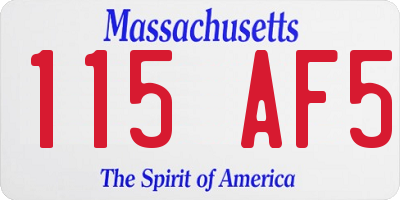 MA license plate 115AF5