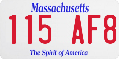 MA license plate 115AF8