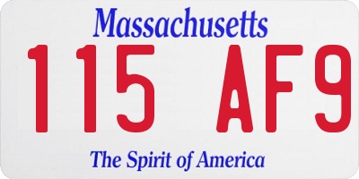 MA license plate 115AF9