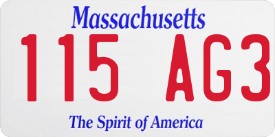 MA license plate 115AG3