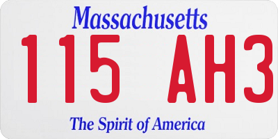 MA license plate 115AH3