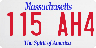MA license plate 115AH4