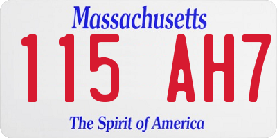MA license plate 115AH7