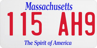 MA license plate 115AH9