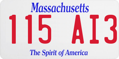 MA license plate 115AI3