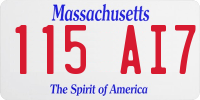 MA license plate 115AI7