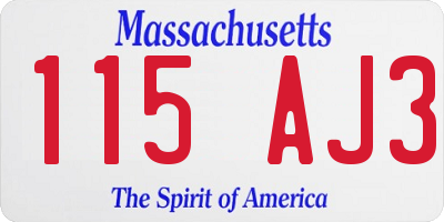 MA license plate 115AJ3