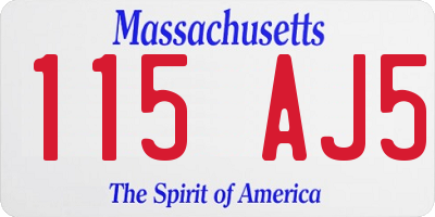 MA license plate 115AJ5