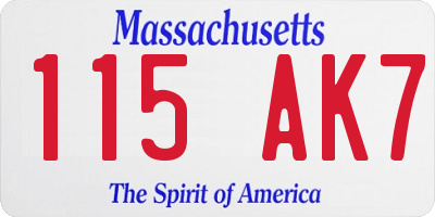 MA license plate 115AK7