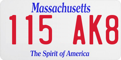 MA license plate 115AK8