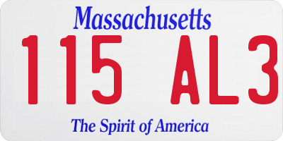 MA license plate 115AL3