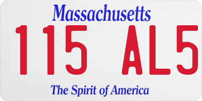 MA license plate 115AL5
