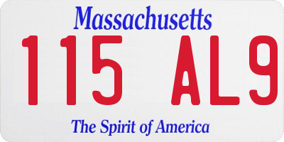MA license plate 115AL9