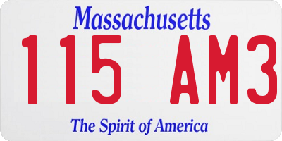 MA license plate 115AM3