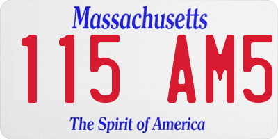 MA license plate 115AM5