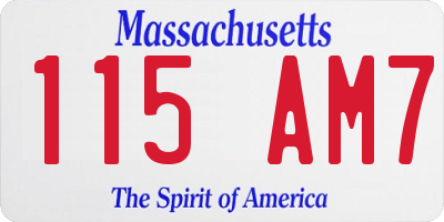 MA license plate 115AM7