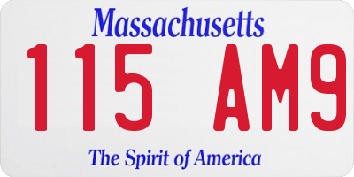 MA license plate 115AM9