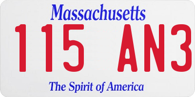 MA license plate 115AN3