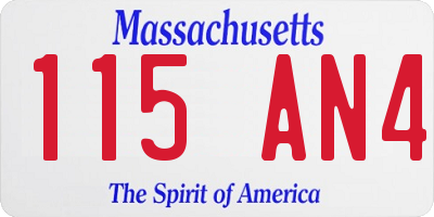 MA license plate 115AN4
