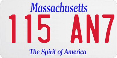 MA license plate 115AN7