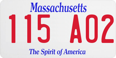 MA license plate 115AO2