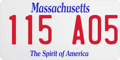 MA license plate 115AO5