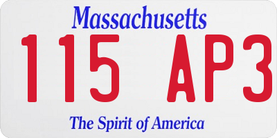 MA license plate 115AP3