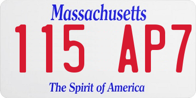 MA license plate 115AP7