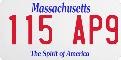 MA license plate 115AP9