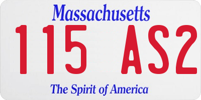 MA license plate 115AS2