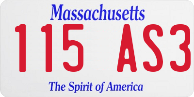 MA license plate 115AS3