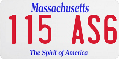 MA license plate 115AS6
