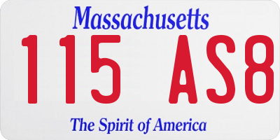 MA license plate 115AS8