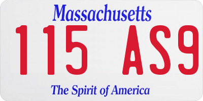 MA license plate 115AS9