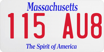 MA license plate 115AU8