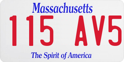 MA license plate 115AV5