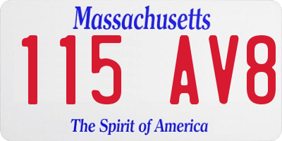 MA license plate 115AV8