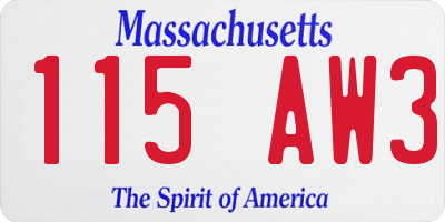 MA license plate 115AW3