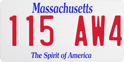 MA license plate 115AW4