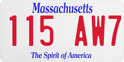 MA license plate 115AW7
