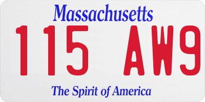 MA license plate 115AW9